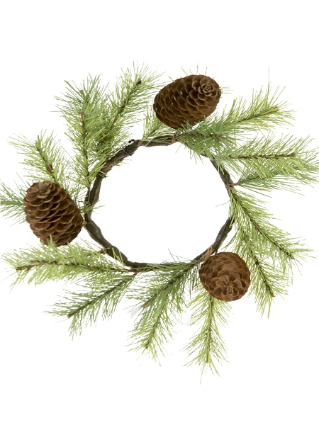 Picture of 10" ROCKY PINE PINECONE CANDLE RING