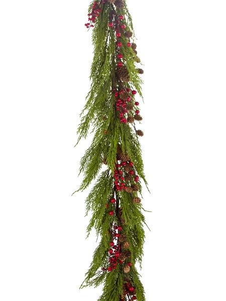 Picture of 6' CEDAR BERRY PINECONE GARLAND