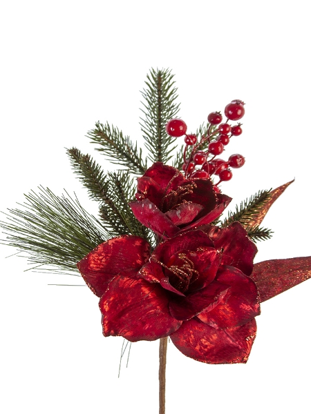 Picture of 17" GLITTER BERRY AMARYLLIS STEM