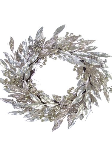 Picture of 20'' GLITZY LAUREL LEAF WREATH