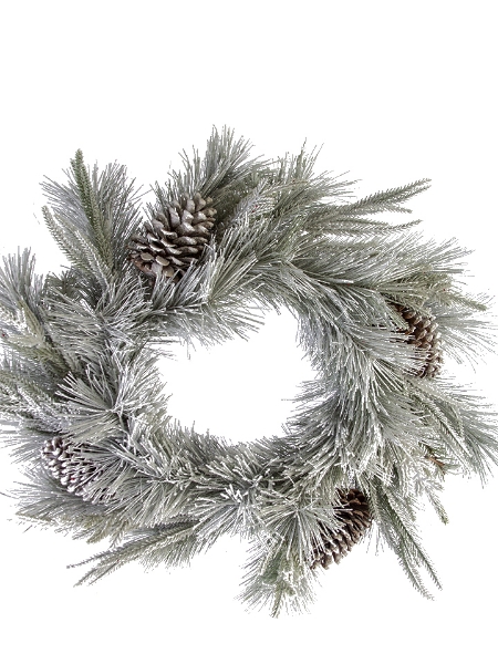 Picture of 24" FLOCKED PINE PINECONE MIX WREATH