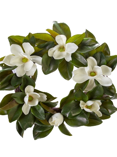 Picture of 24" UV PROTECTED MAGNOLIA FLOWER WREATH