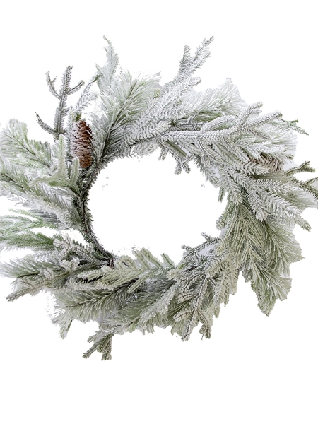 Picture of 30" FLOCKED PINE PINECONE WREATH