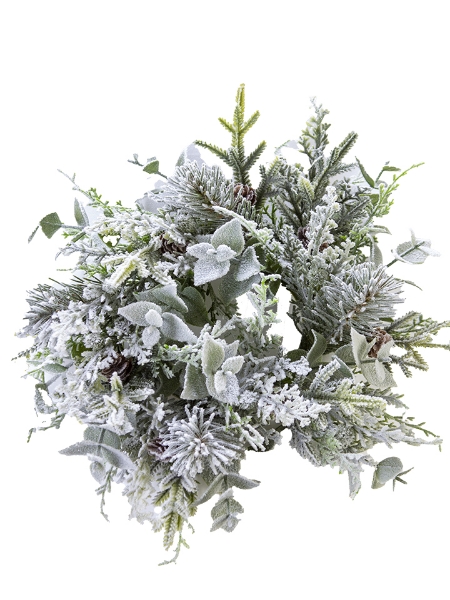 Picture of 14" FLOCKED PINE EUCALYPTUS CANDLERING