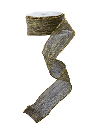 Picture of GREEN GOLD SHIMMER WIRE EDGE RIBBON