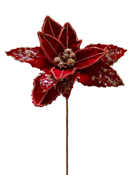 Picture of 21" JEWELED VELVET POINSETTIA
