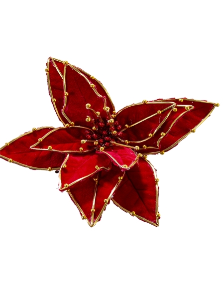 Picture of 7" VELVET POINSETTIA CLIP