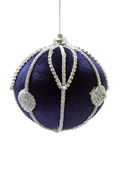 Picture of 4" BEADED VELVET BALL ORNAMENT