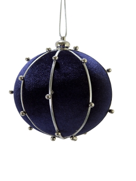 Picture of 4" BEADED VELVET BALL ORNAMENT