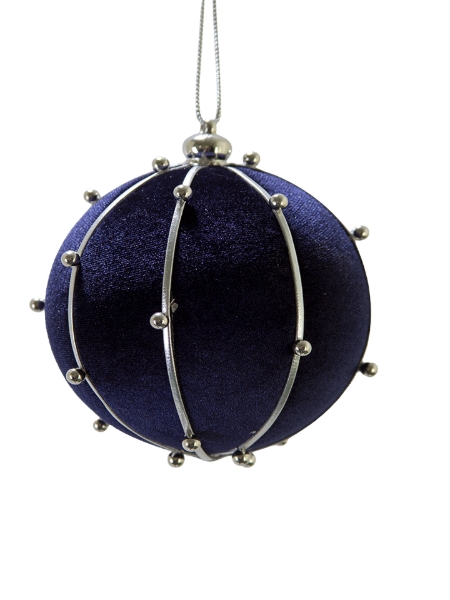 Picture of 4" BEADED VELVET BALL ORNAMENT