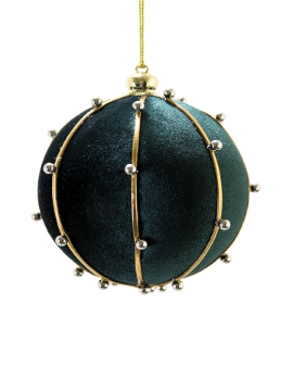 Picture of 4" BEADED VELVET BALL ORNAMENT