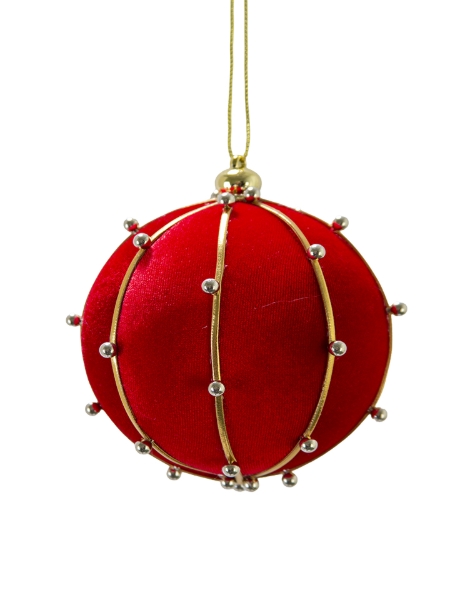 Picture of 4" BEADED VELVET BALL ORNAMENT