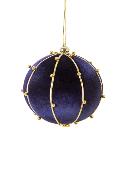 Picture of 5" BEADED VELVET BALL ORNAMENT