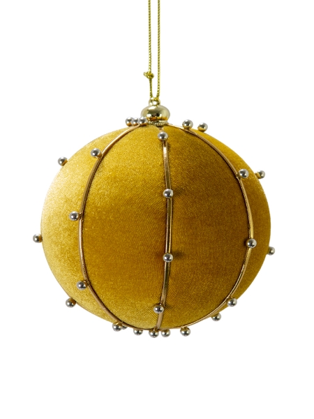 Picture of 5" BEADED VELVET BALL ORNAMENT