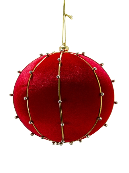 Picture of 6" BEADED VELVET BALL ORNAMENT