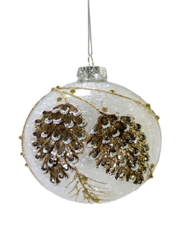 Picture of 4'' GLASS GLITTER PINECONE ORNAMENT