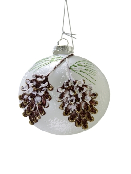 Picture of 4'' GLASS SNOW PINECONE ORNAMENT