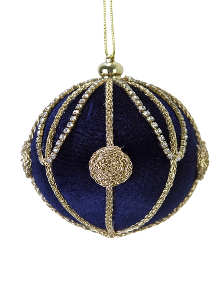 Picture of 4" BEADED VELVET BALL ORNAMENT